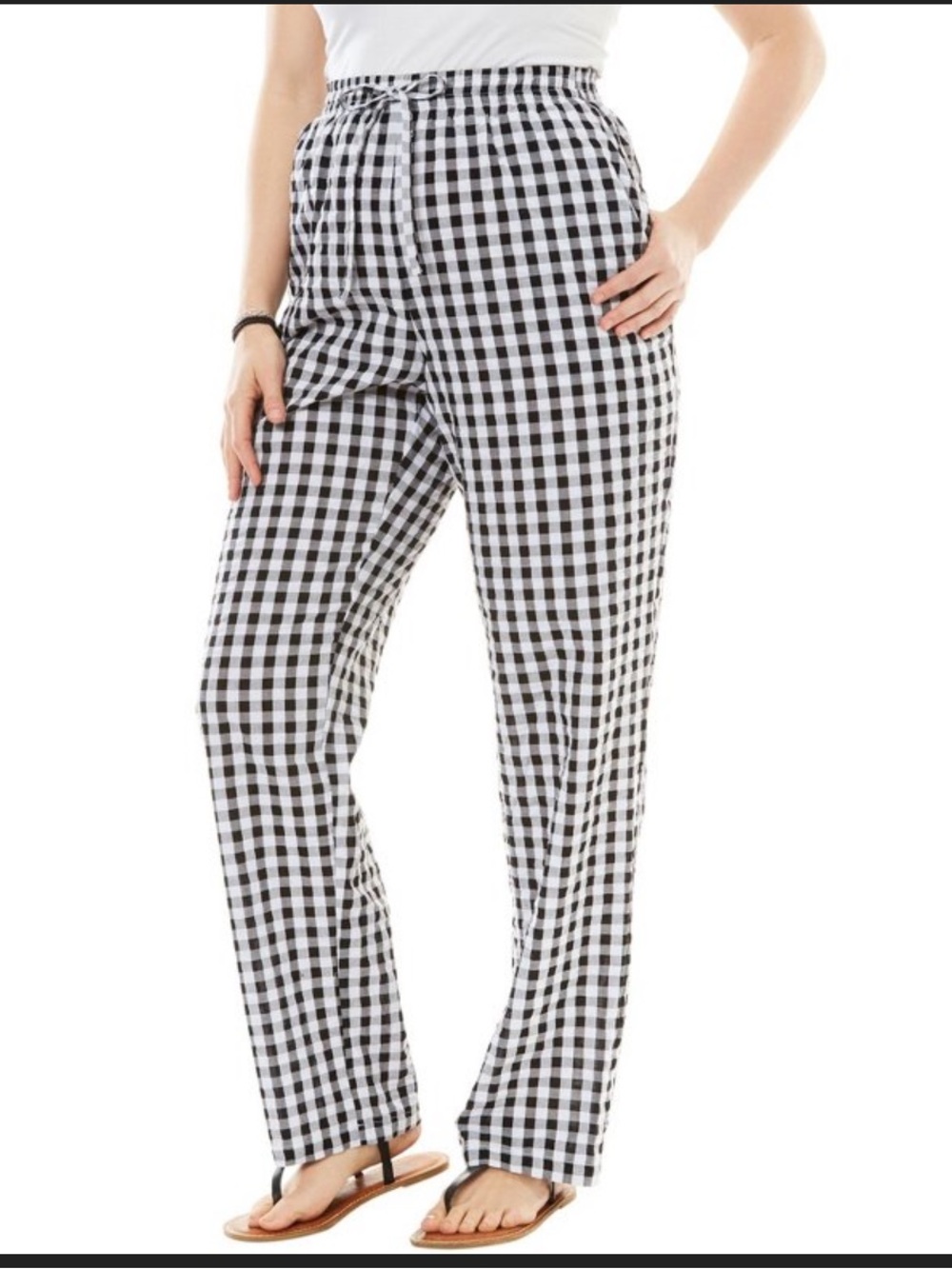 Woman Within pull on black and white plaid pants size 24w